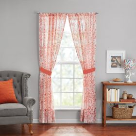 Maize Sheer Curtain Panel, Coral, 1 Panel, 50"W x 84"L