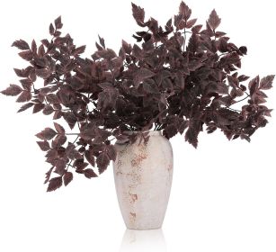 8-Pack Artificial Cimicifuga Leaves Spray, 23-inch Faux Burgundy Autumn Greenery Stems, Long Stems for Vases, Farmhouse Thanksgiving Fall Centerp