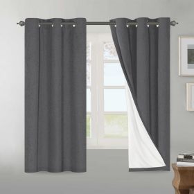 Short Kitchen Curtains 63 Inch Long, Total Blackout Linen Curtains, Burlap Farmhouse Curtains with White Thermal Insulated Line