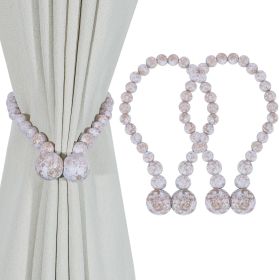 Magnetic Curtain Tiebacks, Curtain Tie Backs for Curtains 2 Pack, Wood Bead Curtain Tiebacks, Curtain Holders for Boho Bedroom Decor