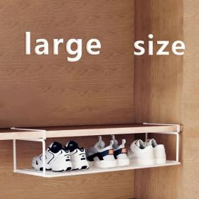 "European Style Shoe Rack - Heavy-Duty Adjustable Shelves + Storage Basket" (Capacity: white large size*1)