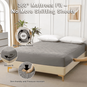 Diamond Grid Ultrasonic Waterproof Mattress Protector (Option: Gray-Full)